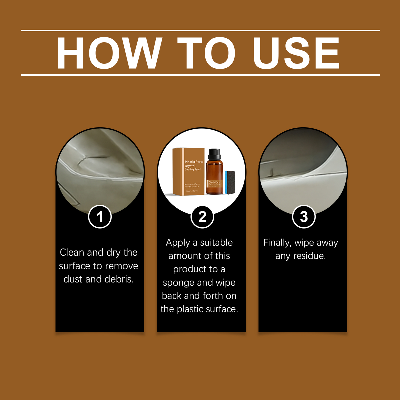 Car Plastic Care Agent Clean Remove Stains Bright Renew Wipe Film Protect Interior Plastic Surface Material