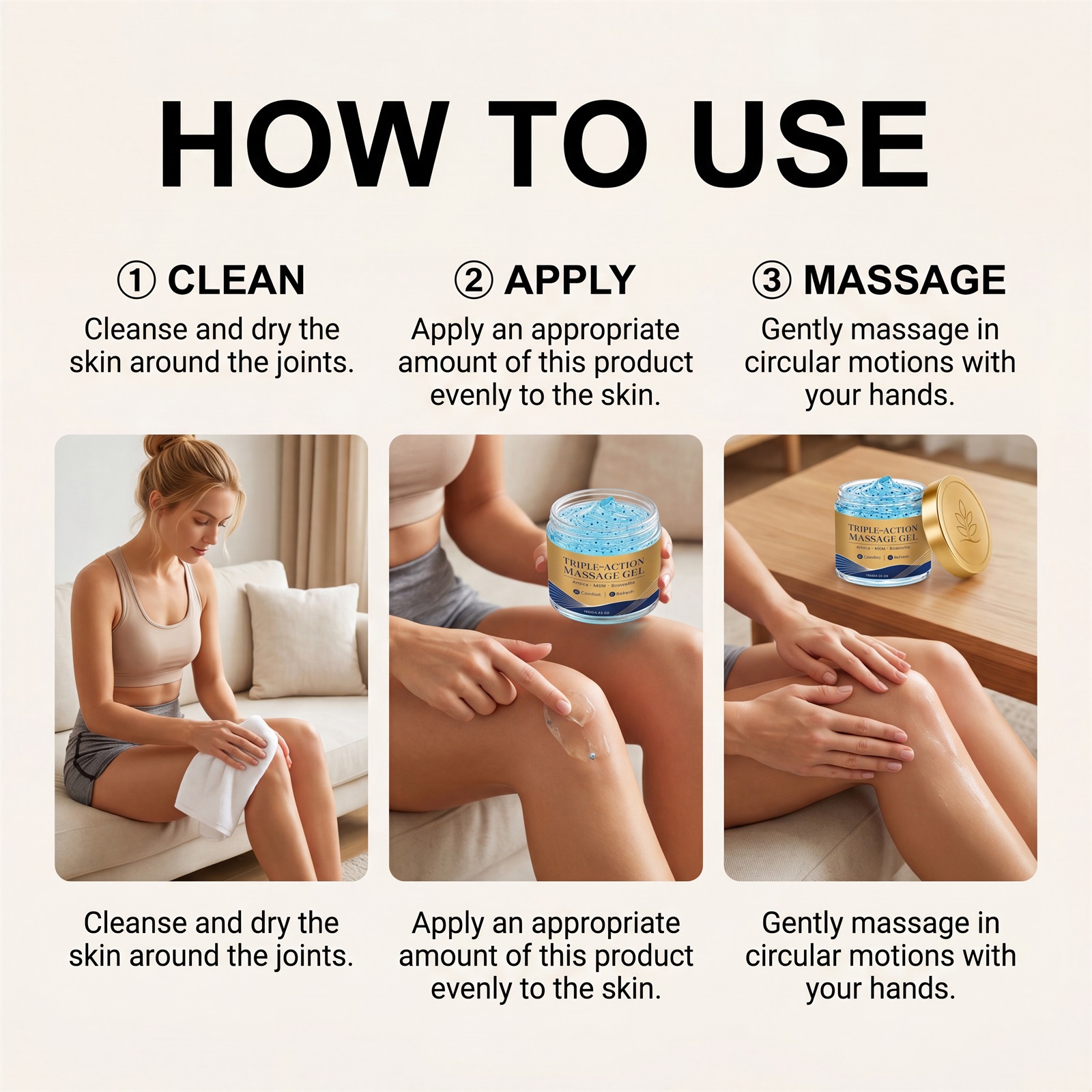 Triple Joint Care Massage Gel Deep Muscle Relief Body Topical Skin Health Treatment Cream