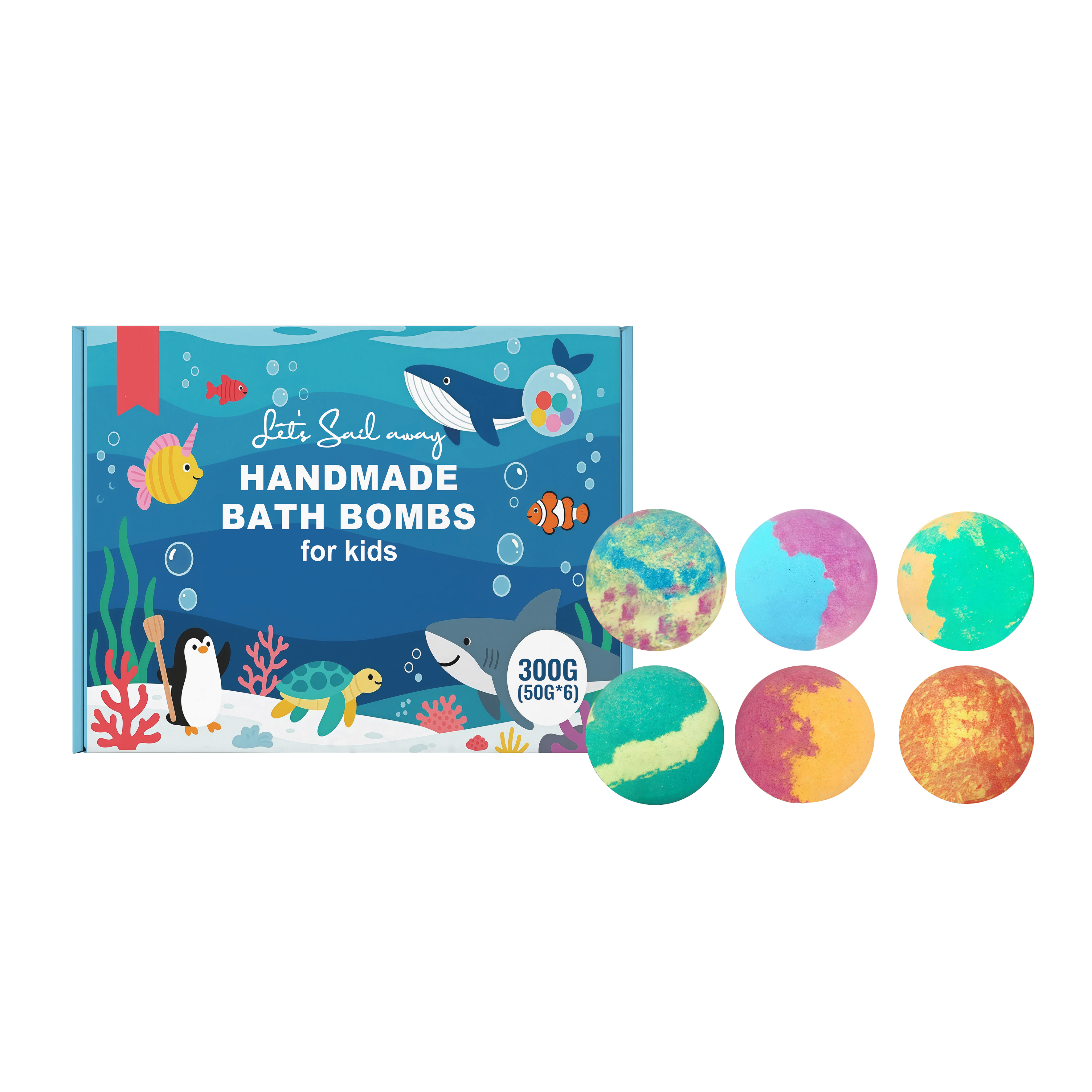 Ocean Themed Toy Bath Bomb Set Mild Care Daily Moisturizing Cleansing Body Skin