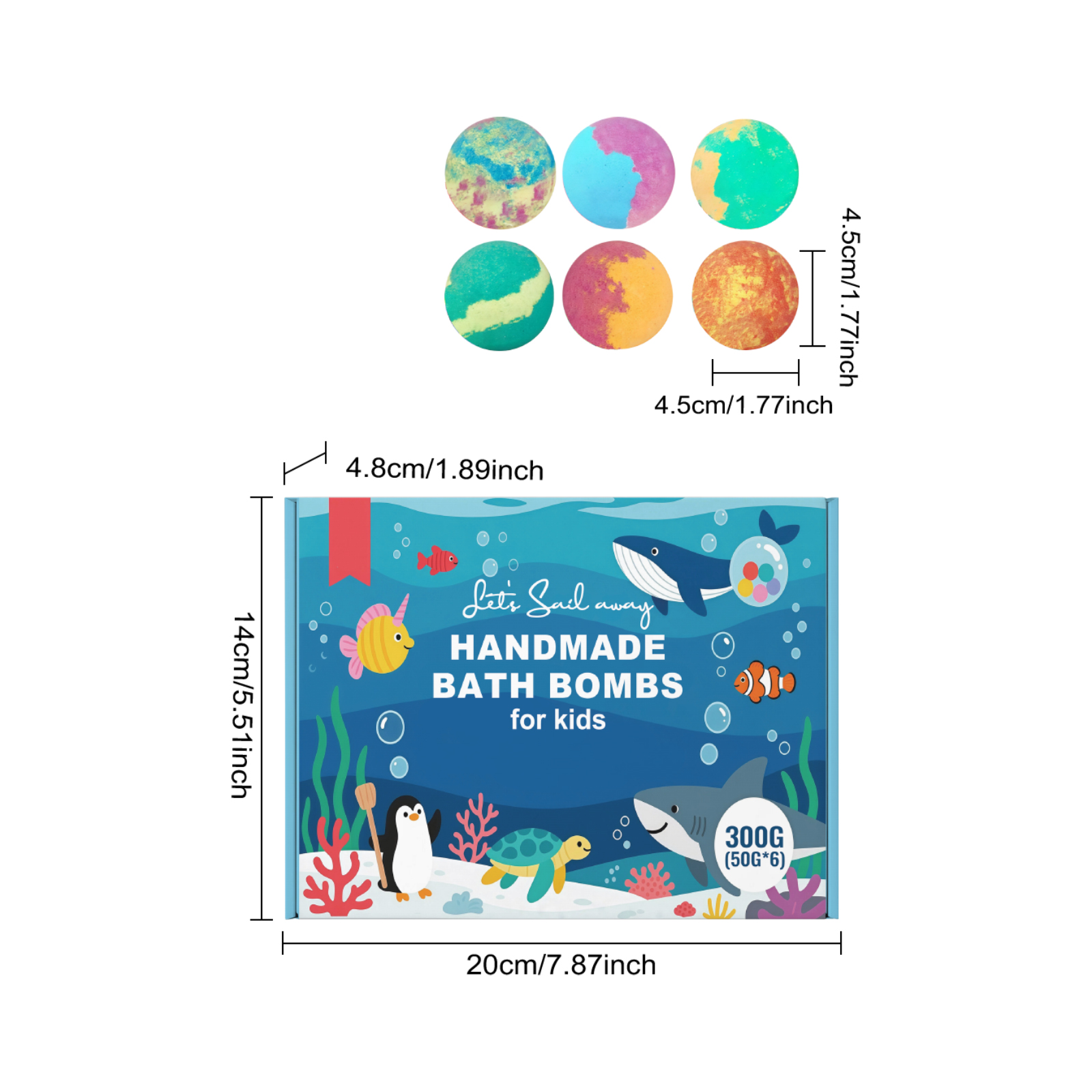 Ocean Themed Toy Bath Bomb Set Mild Care Daily Moisturizing Cleansing Body Skin