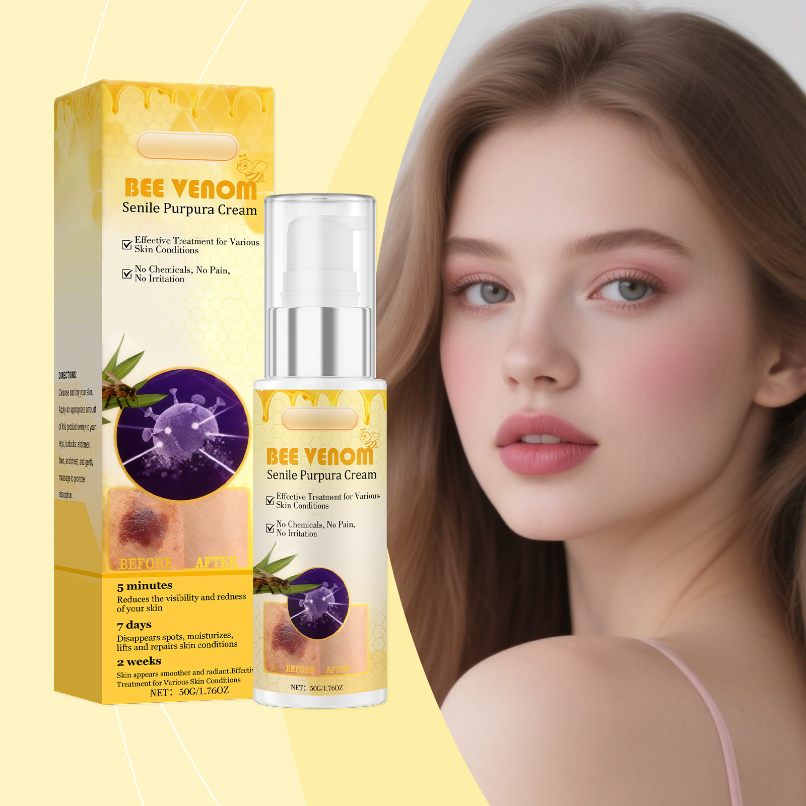 Bee Venom Moisturizing Cream Mild Soft Care Skin Delicate Texture Nourish Hydrate Easy Smear Skin Essence