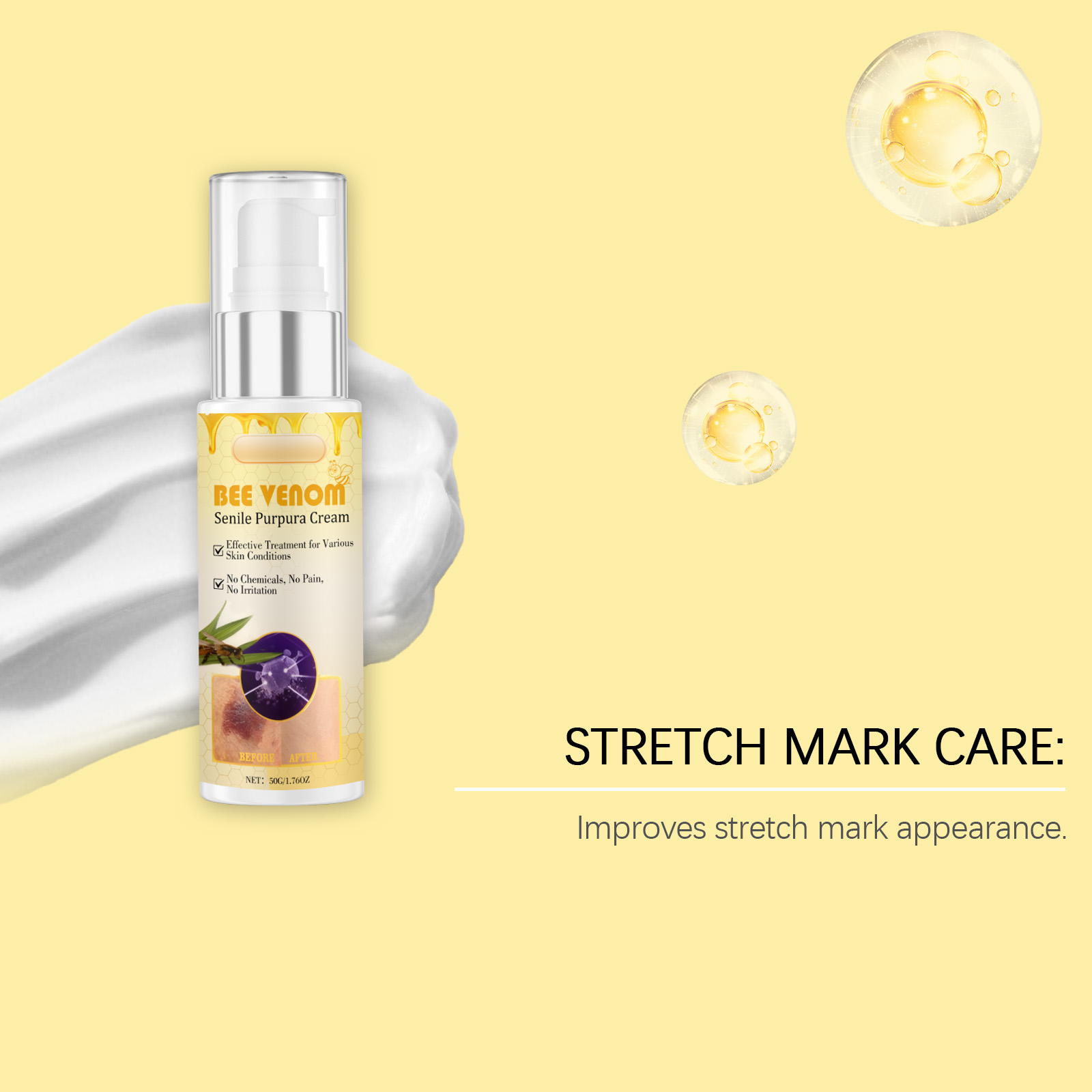 Bee Venom Moisturizing Cream Mild Soft Care Skin Delicate Texture Nourish Hydrate Easy Smear Skin Essence
