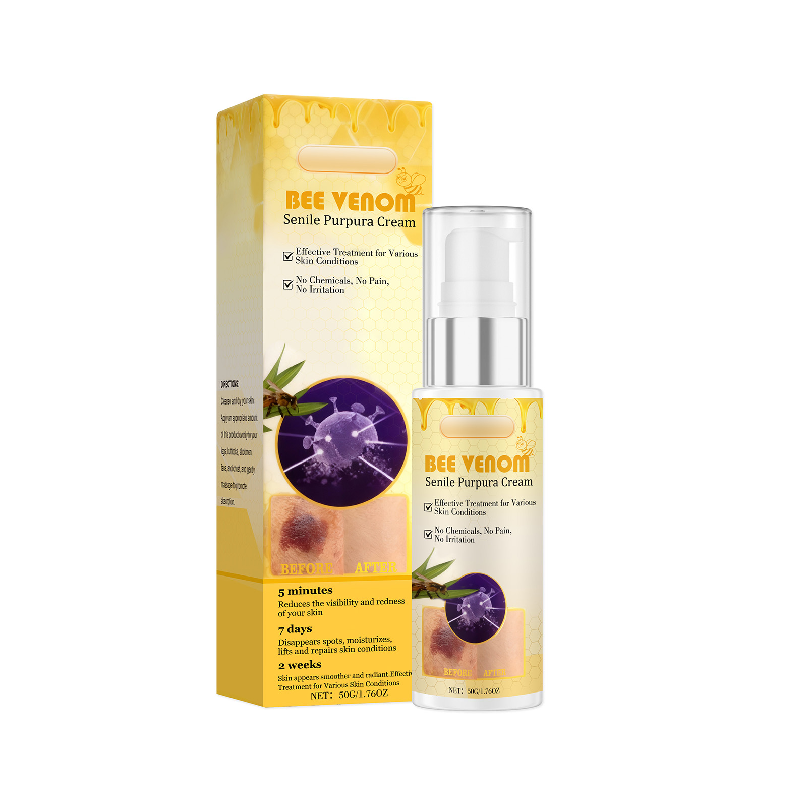 Bee Venom Moisturizing Cream Mild Soft Care Skin Delicate Texture Nourish Hydrate Easy Smear Skin Essence