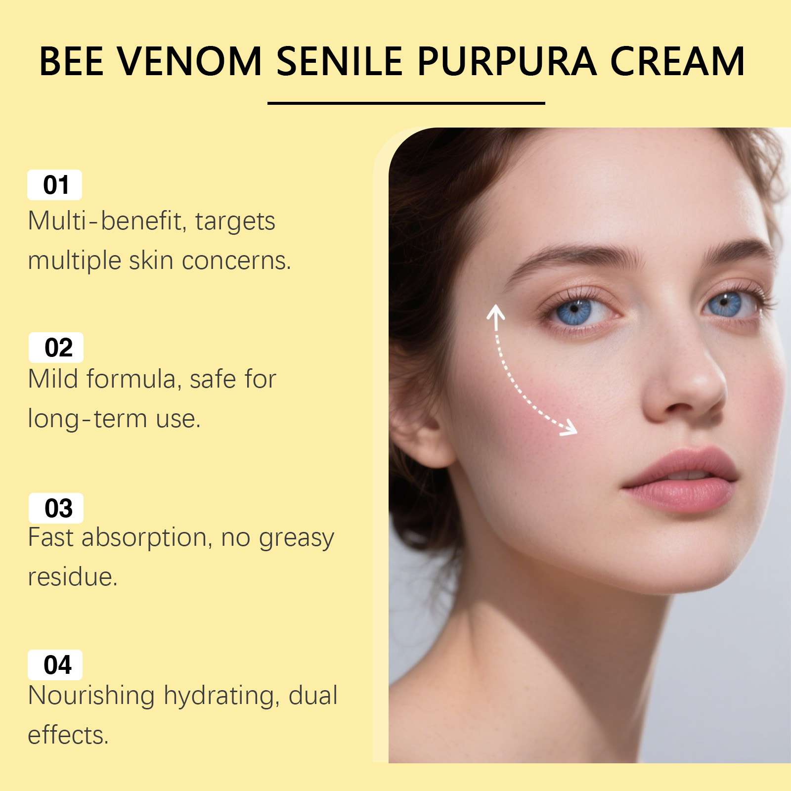 Bee Venom Moisturizing Cream Mild Soft Care Skin Delicate Texture Nourish Hydrate Easy Smear Skin Essence