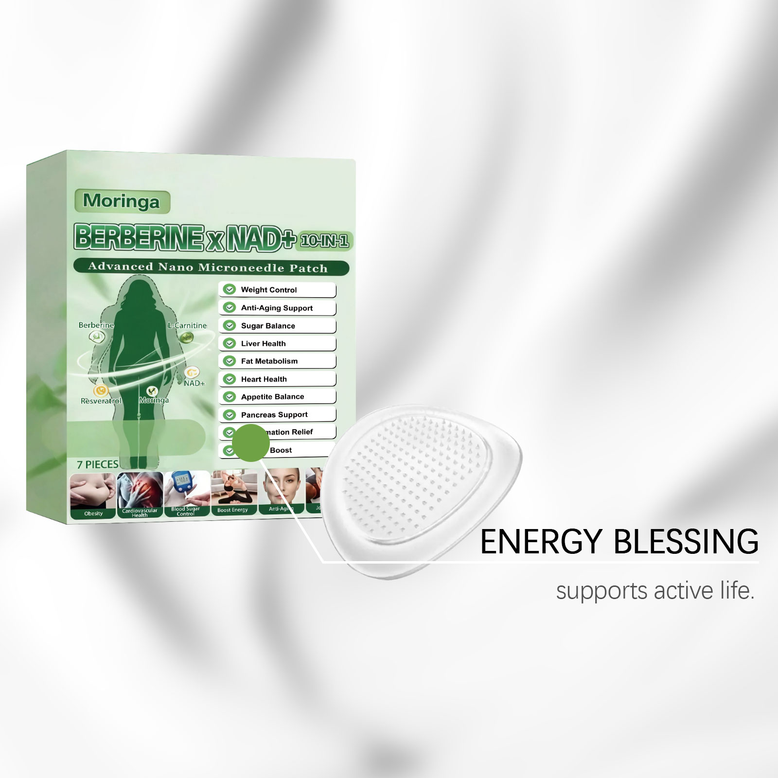 Moringa Care Patch Breathable Material Comfortable Daily Mild Care Body Skin Natural Fit Skin Friendly