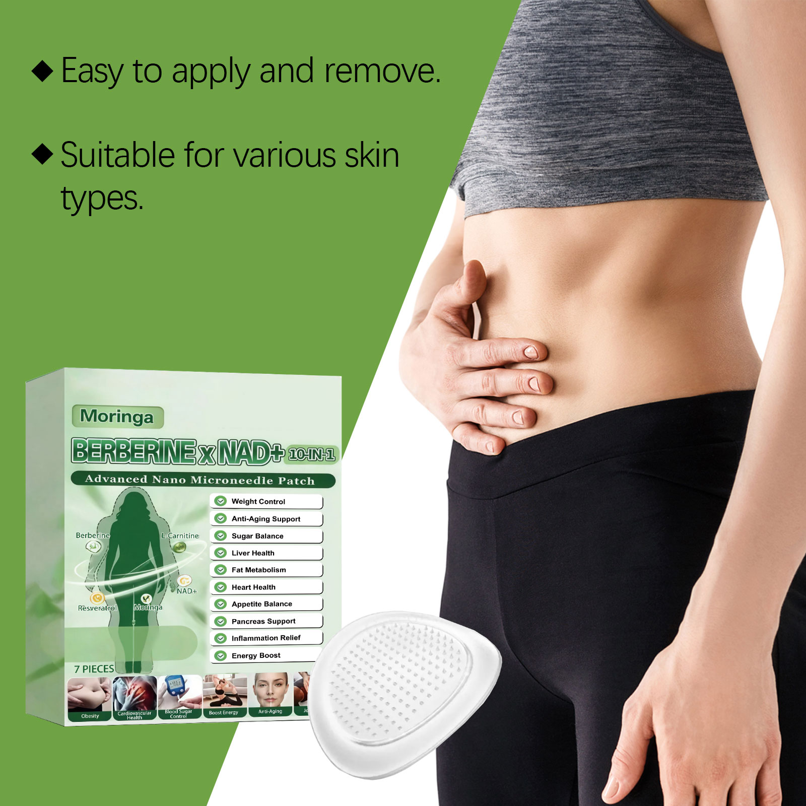 Moringa Care Patch Breathable Material Comfortable Daily Mild Care Body Skin Natural Fit Skin Friendly