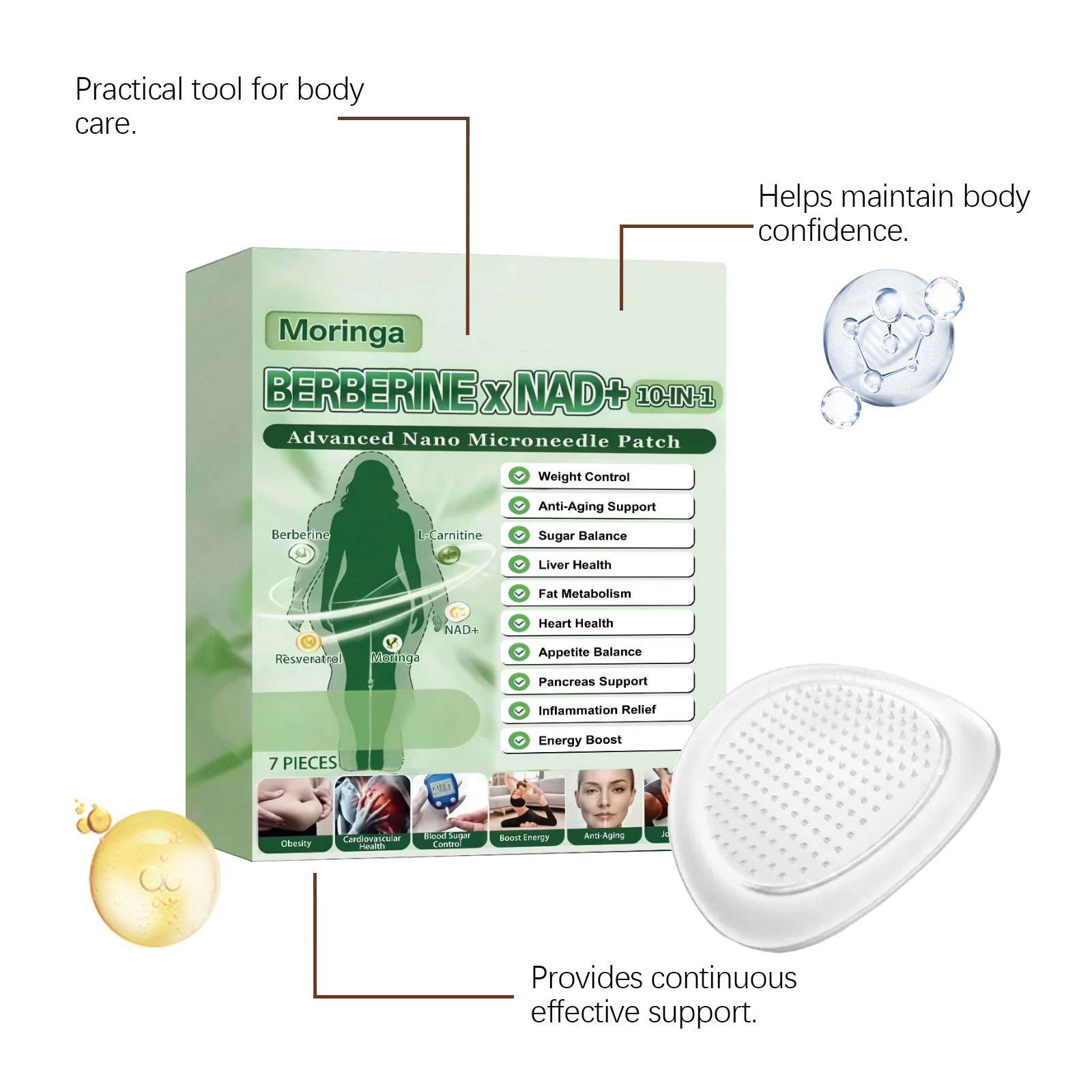 Moringa Care Patch Breathable Material Comfortable Daily Mild Care Body Skin Natural Fit Skin Friendly