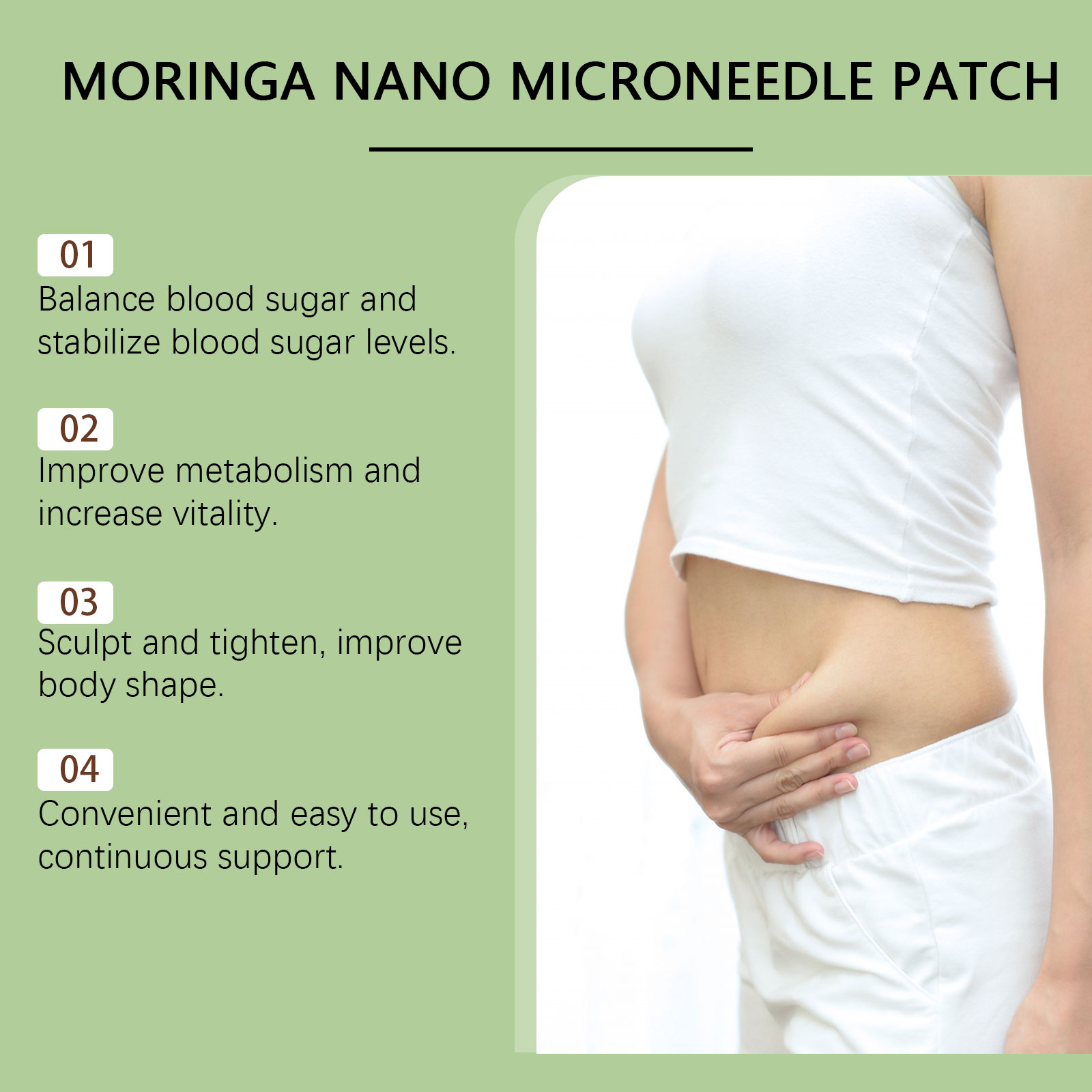 Moringa Care Patch Breathable Material Comfortable Daily Mild Care Body Skin Natural Fit Skin Friendly