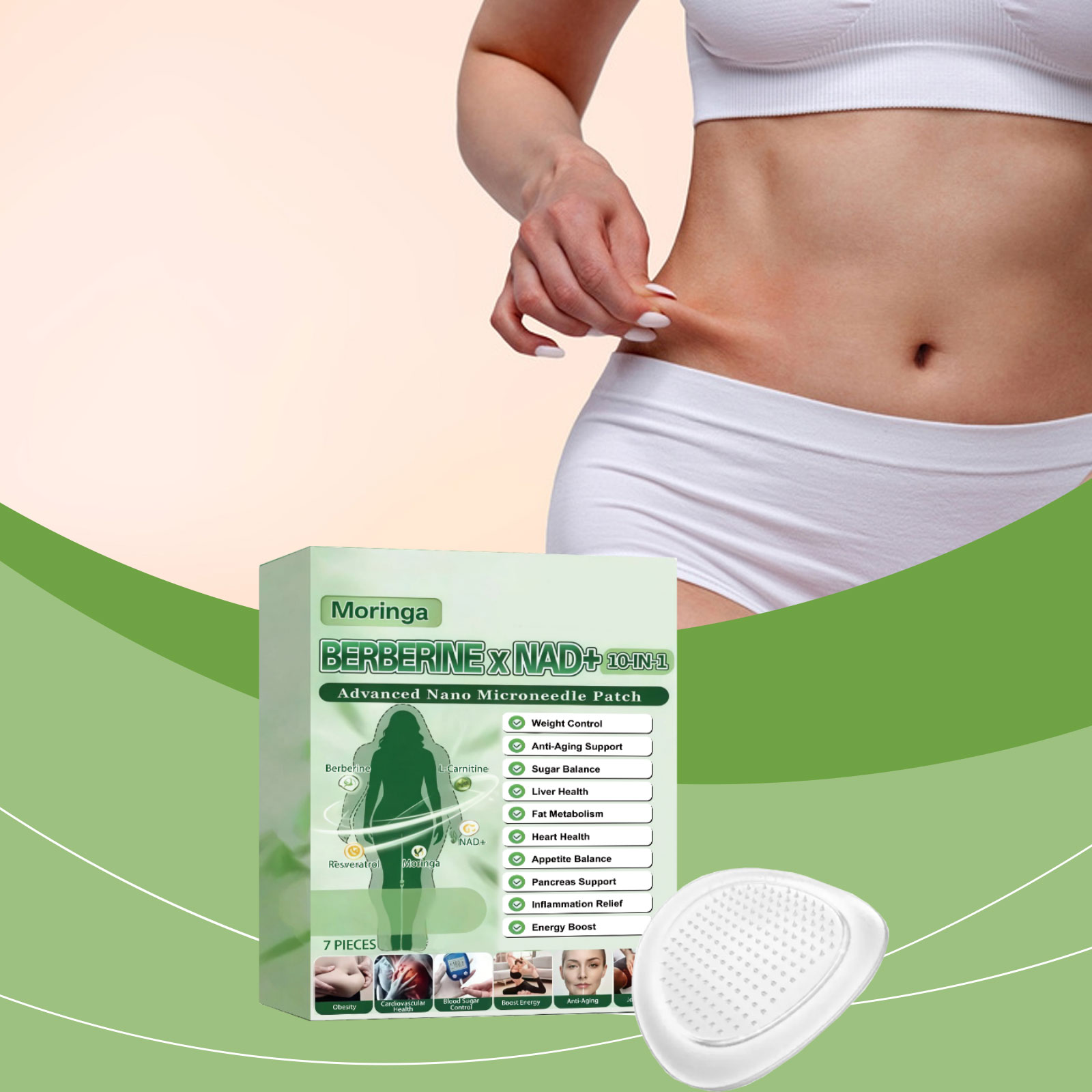 Moringa Care Patch Breathable Material Comfortable Daily Mild Care Body Skin Natural Fit Skin Friendly