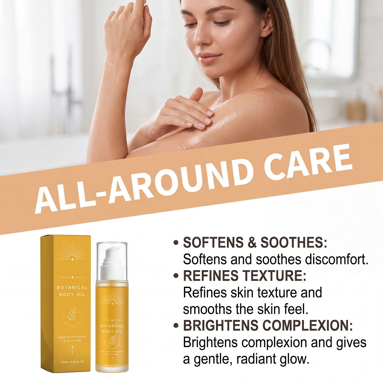 Softening Body Oil Mild Ingredients Moisturize Body Skin Replenish Water Keep Smooth Daily Care Oil