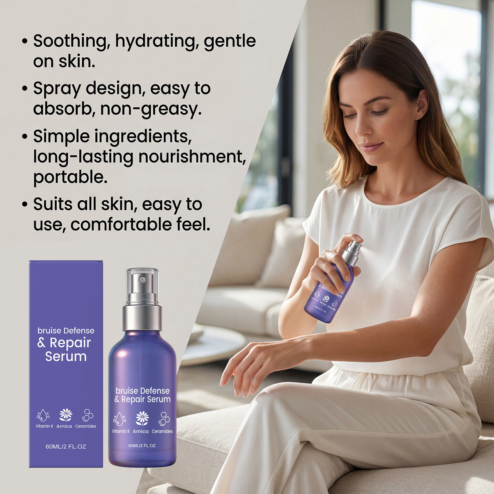 Body Essence Spray Herbal Ingredients Gentle Care Smooth Delicate Glossy Moisturizing Essence Water Skin