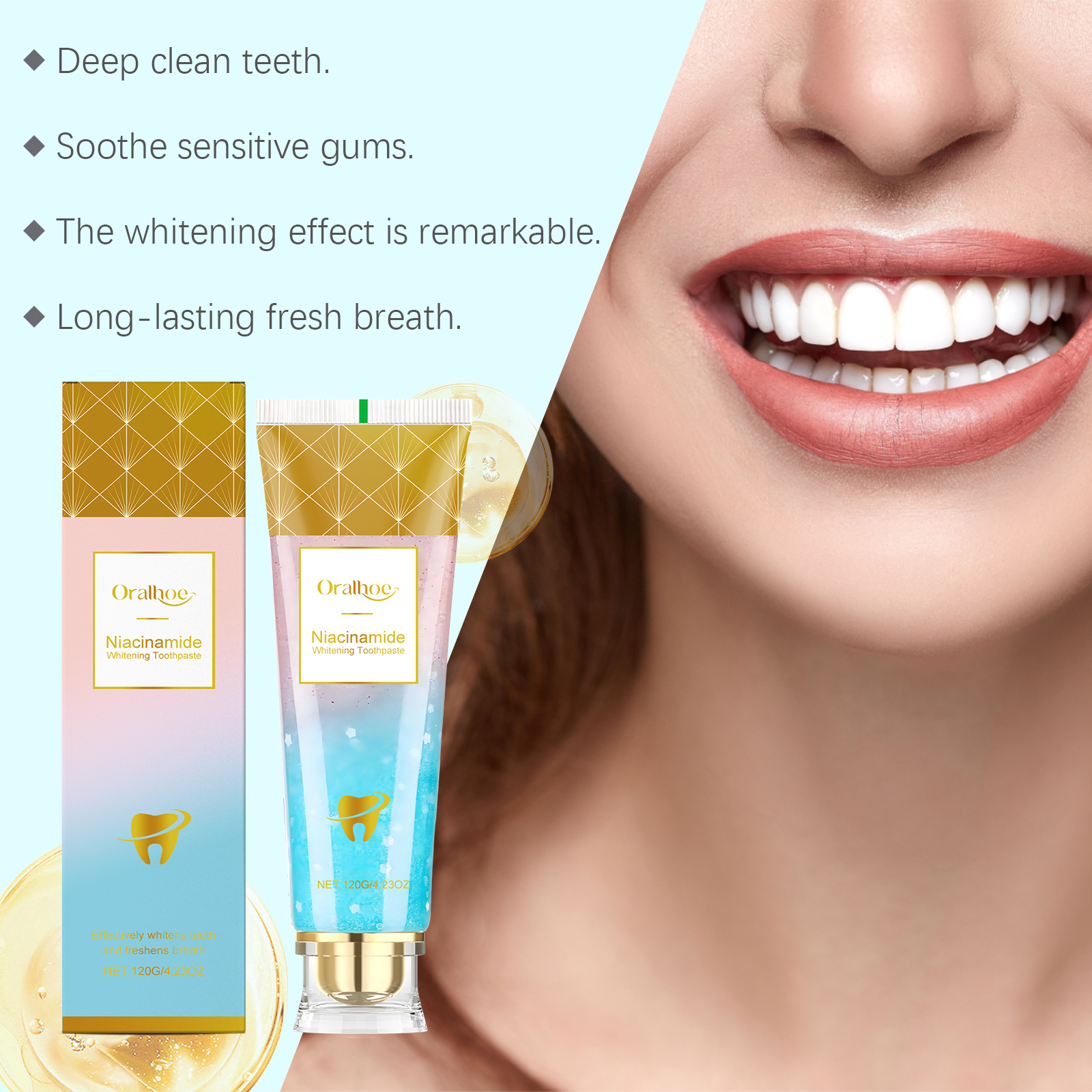 Brightening Toothpaste Daily Gentle Care Remove Stains Brighten Fresh Reduce Odor Protect Oral Cavity