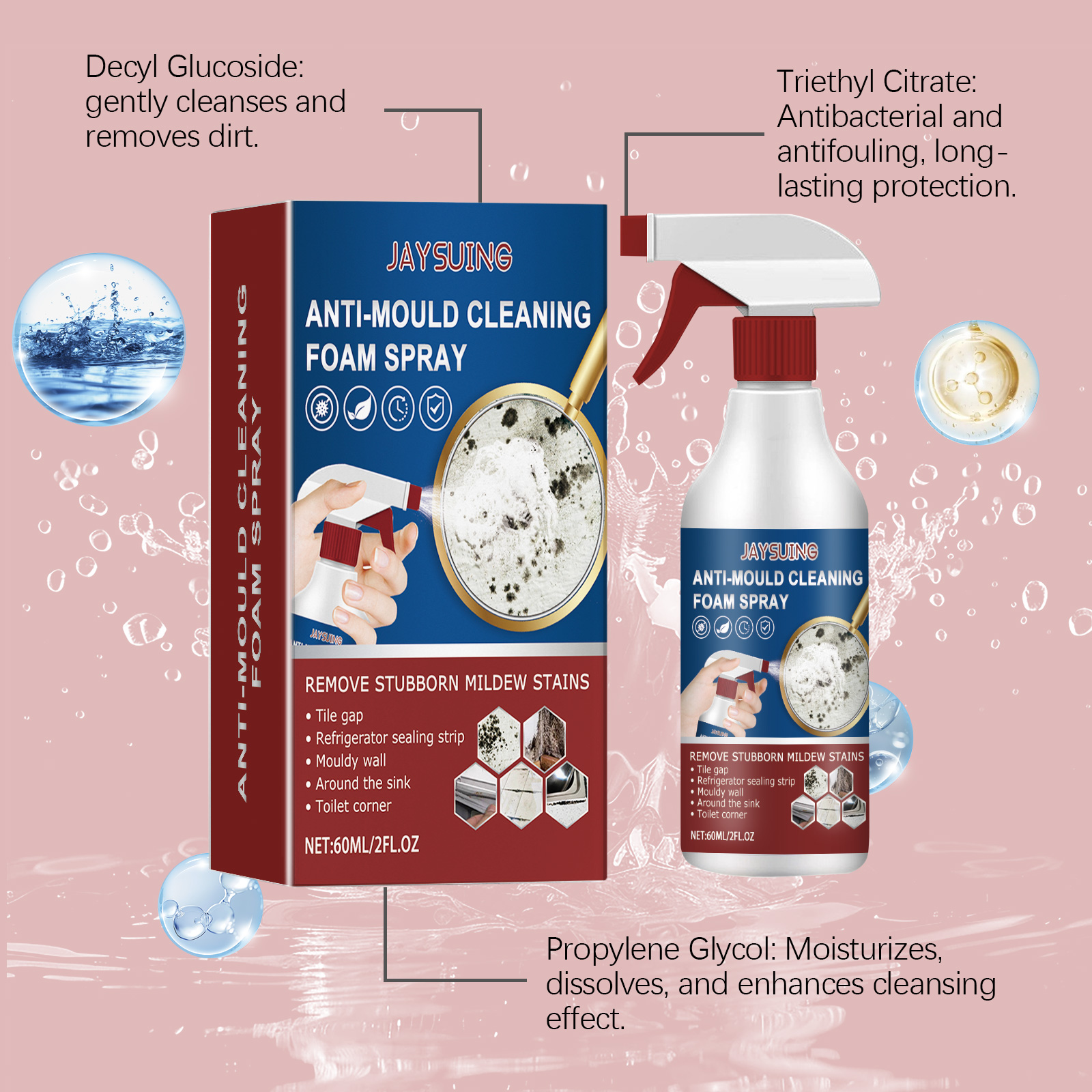 Stain Removing Cleaning Spray For Household Wall Tile Gap Wall Kitchen Bathroom Mildew Stain Cleaner