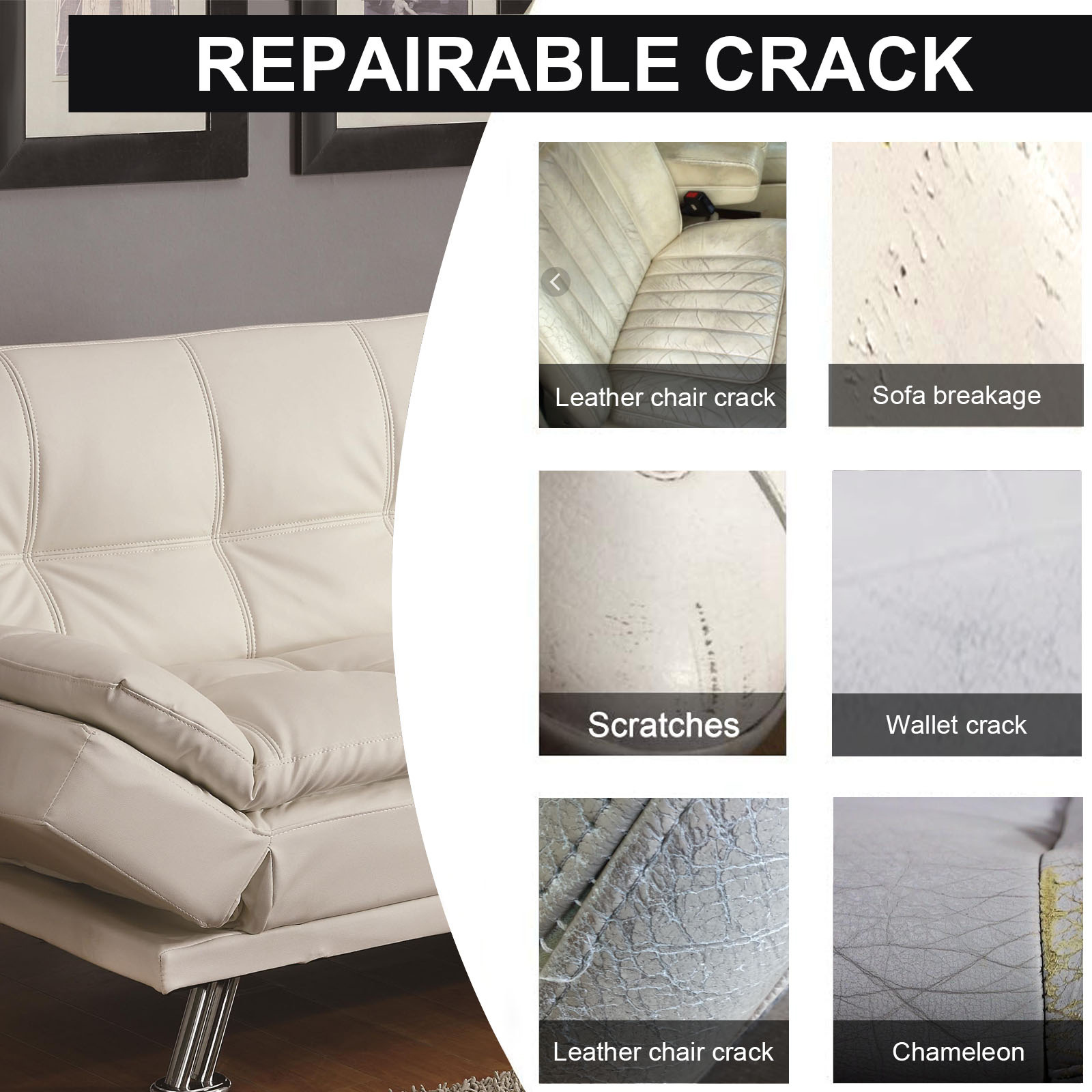 (white) Leather Color Restorer Cream White For Scratches Cracks Car Seat Sofa Jacket Repair And Renovation Balm