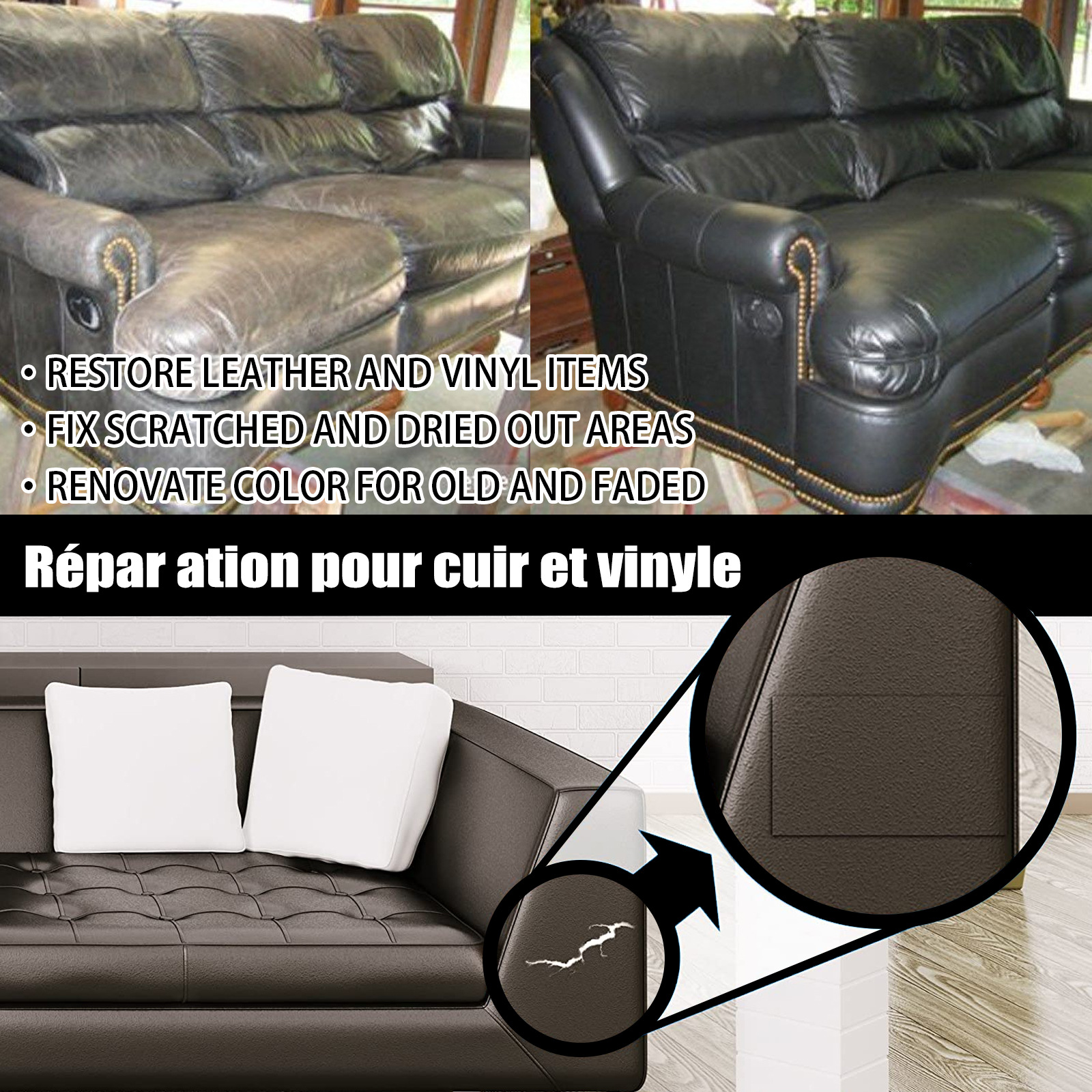 (white) Leather Color Restorer Cream White For Scratches Cracks Car Seat Sofa Jacket Repair And Renovation Balm