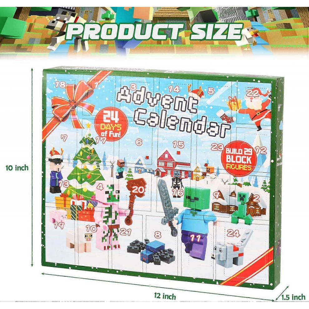 Minecraft Advent Calendar 24 Days Building Blocks Toy Figures Countdown Christmas Gift.