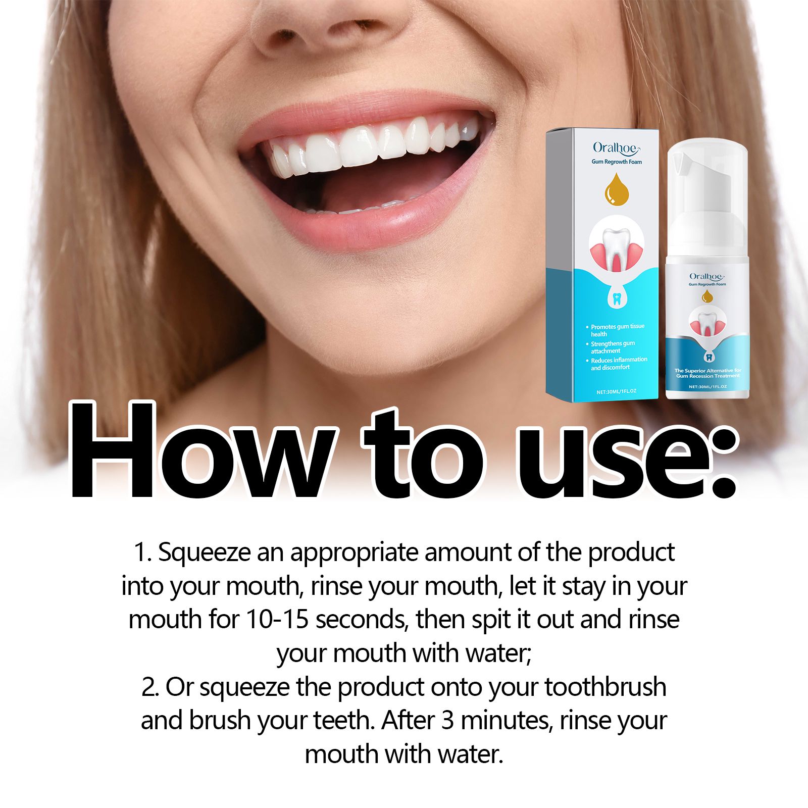 Gum Care Foam Mousse For Teeth Cleaning Plaque Removal And Fresh Breath Daily Oral Hygiene