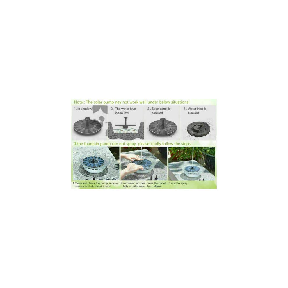 Solar Powered Fountain Bird Bath Water Pump Floating Pond Garden Pool Outside UK