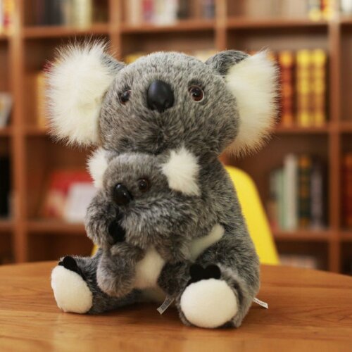 (Gray MotherKid, 28cm) Animal Koala Bear Plush Toys Sitting Mother and Baby Koala Stuffe
