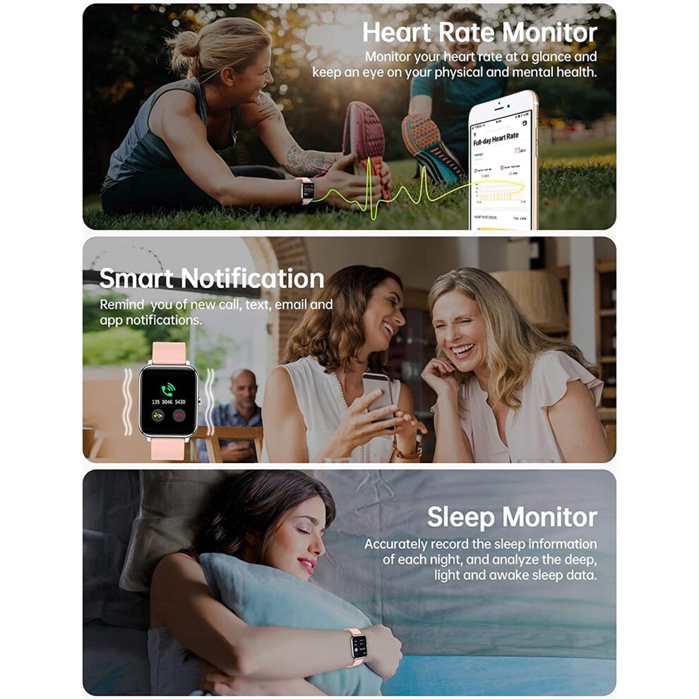 Smart Watch for Women Fitness Tracker Sports Watches with Blood Oxygen Blood Pressure Heart Rate Monitor Waterproof
