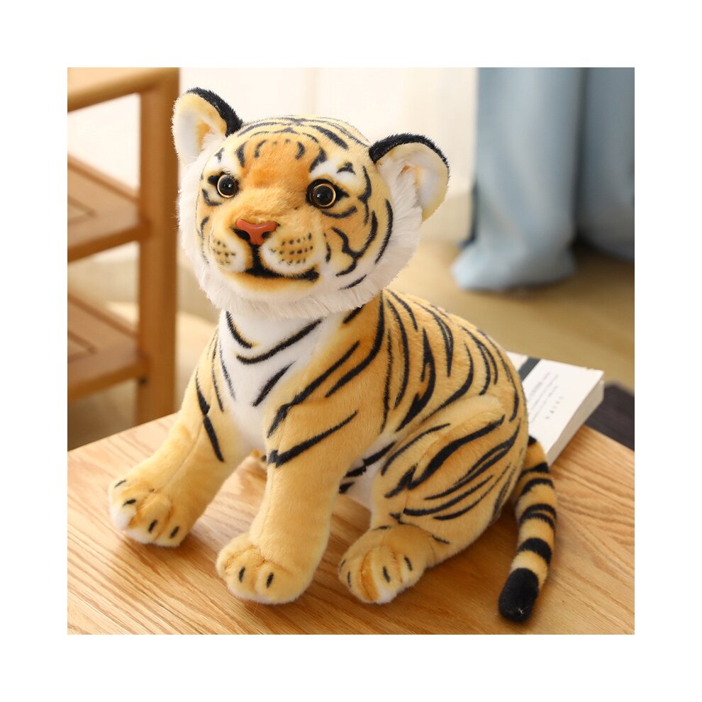 (Yellow, 23CM) Lifelike Tiger Plush Toy Soft Stuffed Doll Kid Gift