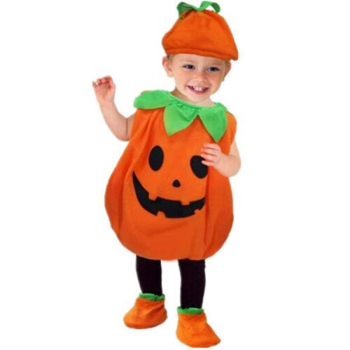 (3~4 Years) Kids Halloween Costume Full Set Dress Hat Shoes Boys Girls Pumpkin Cosplay Carnival Festival Parties Role Play Universal