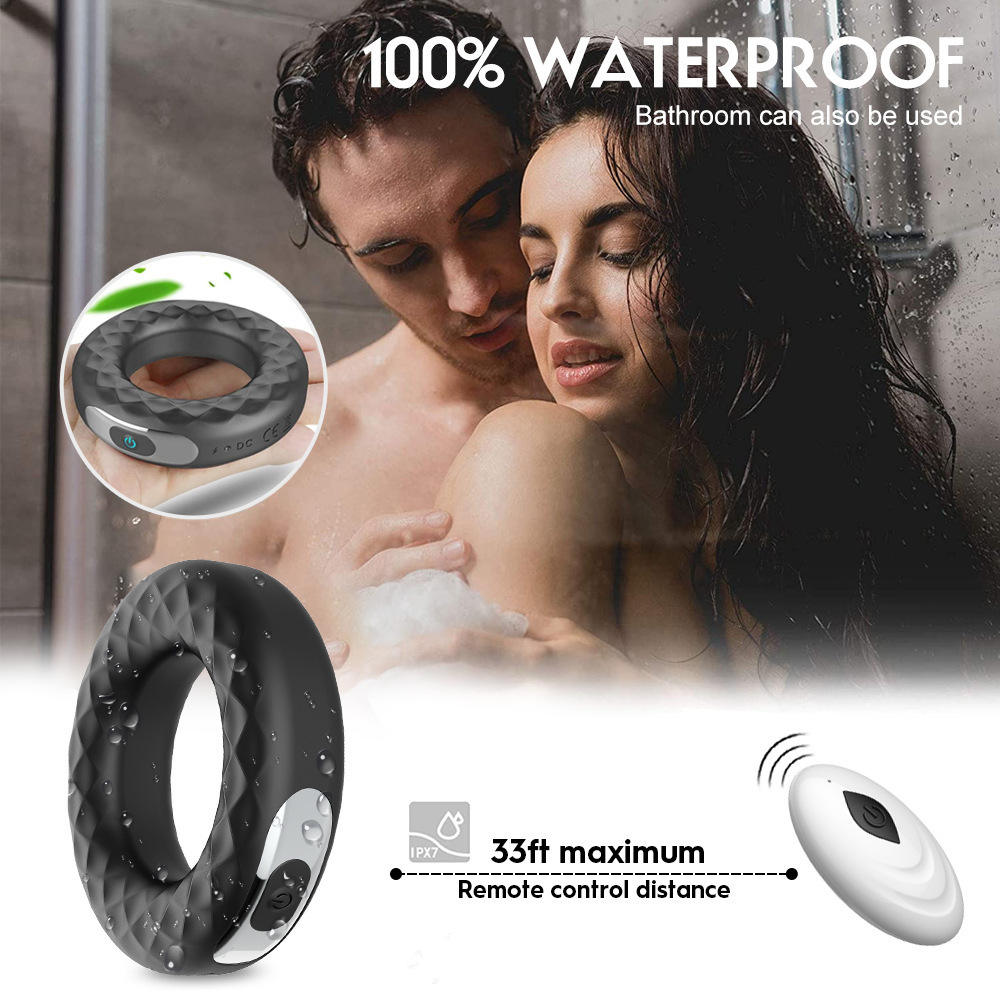 Penis Ring Vibrator Adult Sex Toy Silicone Vibrating Cock Ring 10 Mode USB Rechargeable Life Waterproof for Male Masturbation Men Gay Delay Ejaculation Black