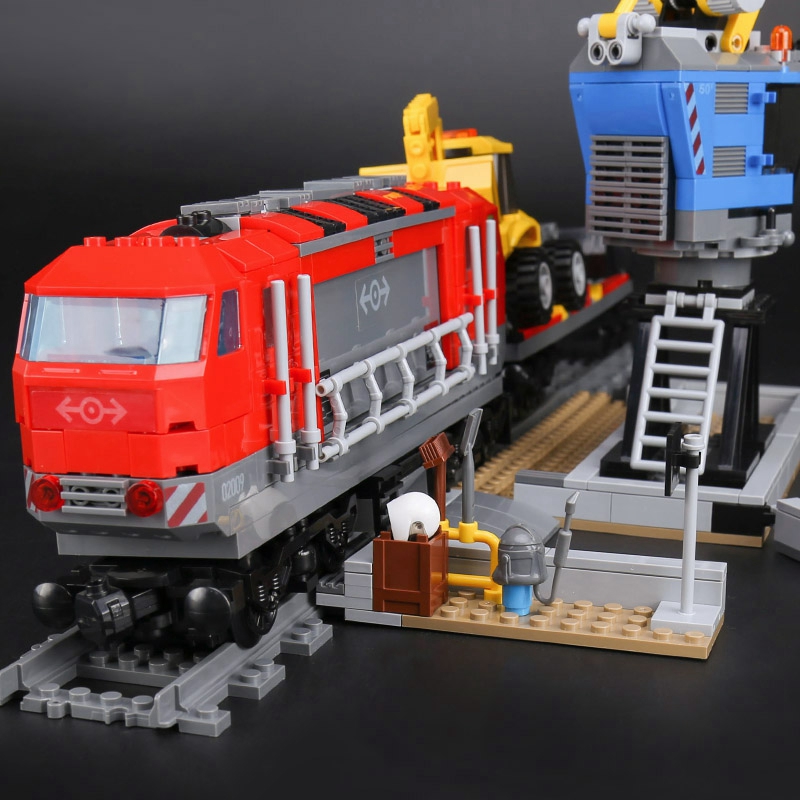 Building Block Heavy-Haul Train Brick city Toy for Children Girl boy 02009 Cargo Train Birthday Christmas gift