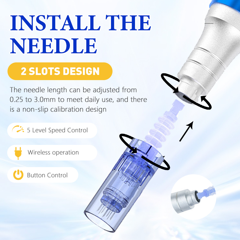 Dr. Pen Ultima A6 Micro Needle Pen Auto Electric Microneedling Pen Professional Kit Wireless Derma Beauty Pen Rejuvenation Machine Roller Skin Care Kit 5pcs 12pins 5pcs 36pins 5pcs 42pins 5pcs Nano Round Pin Cartridges
