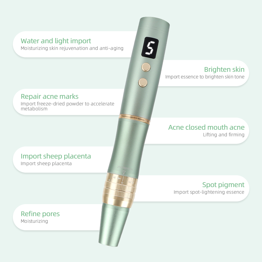 Derma Pen Electric Wireless Microneedling Pen  Micro Needle Beauty Instrument Home Derma System Therapy 4 Colors Photorejuvenation Skin Needling Pen