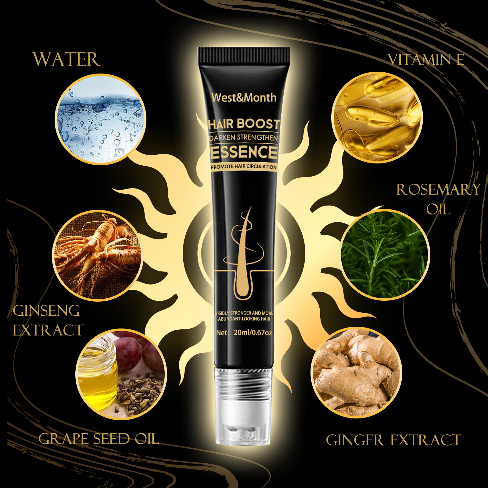 Anti Hair Loss Fast Essence Strengthens Hair Roots Repair Hereditary Postpartum Seborrheic Hair Loss Renewal Serum 20ml