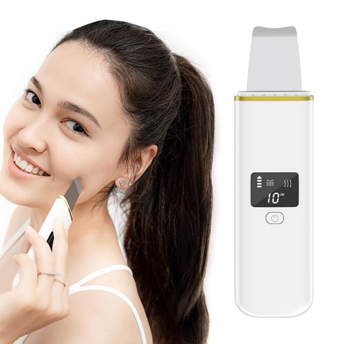 Ultrasonic Skin Scrubber Facial Skin Scrubber Electric Skin Spatula for Deep Cleaning Blackhead Pores Removal Skin Care LCD Display USB Rechargeable