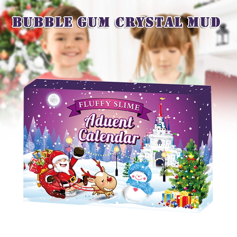 Christmas Advent Calendar Blind Box DIY Slime Kit Crystal Mud Holiday Toy Set Surprises Christmas Countdown Gift for Girls Boys Kids