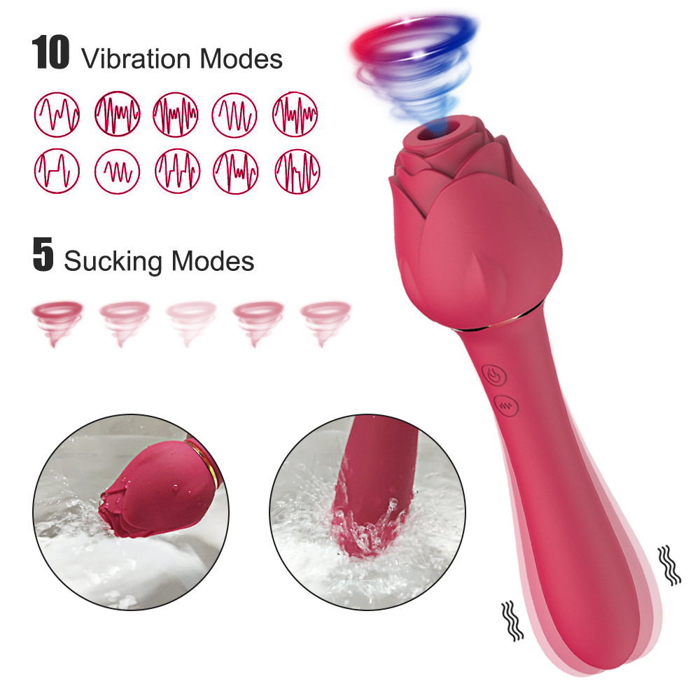 Rose Vibrators Nipple Sucker Vagina Sucking Clitoris Stimulator G Spot Vibrating Dildo Adult Sex Toys for Women Couples