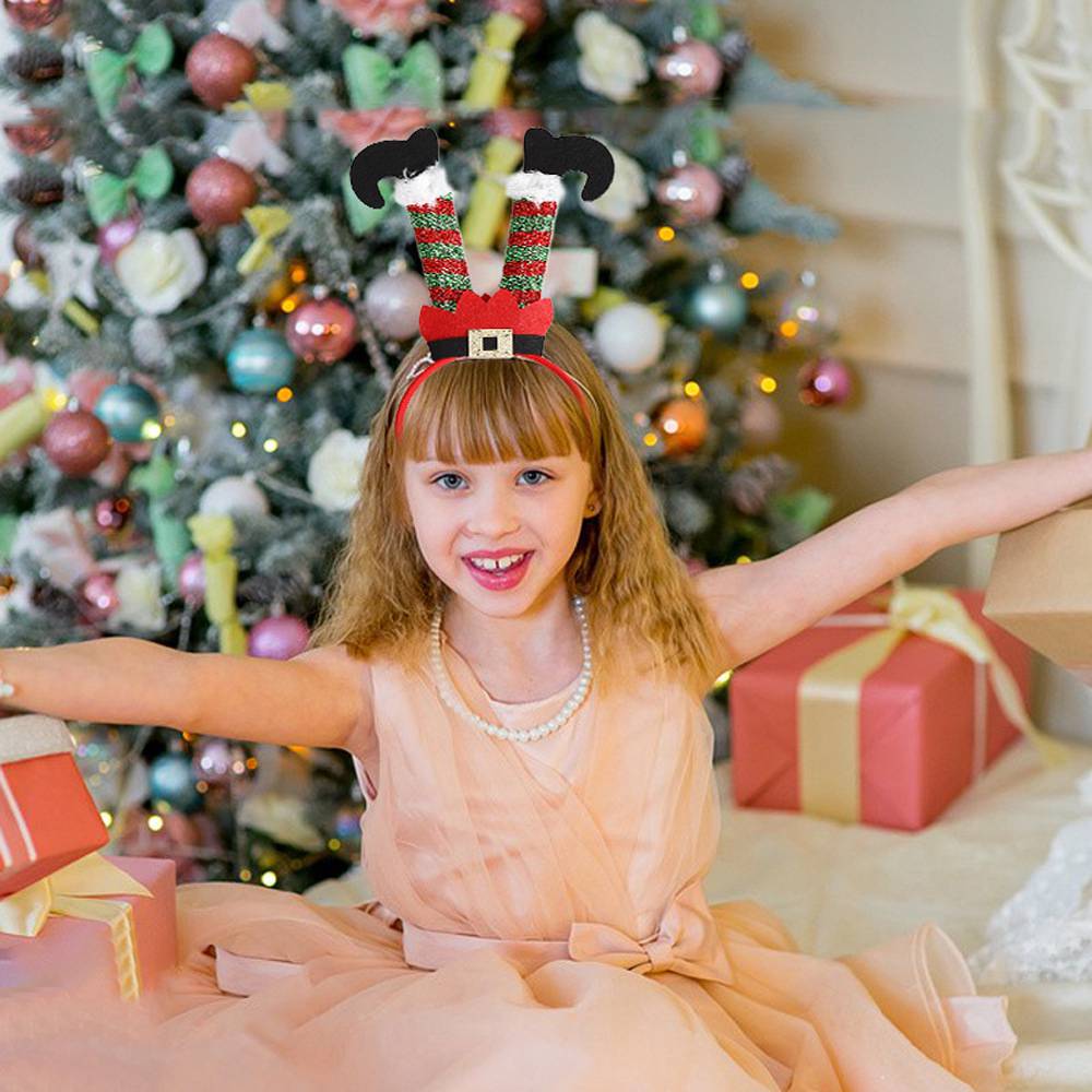 (A) 5 PCS Christmas Headbands Reindeer Antler Xmas Tree Head Hat Toppers Costume Headbands for Christmas Holiday Parties Annual Holiday Photos Booth