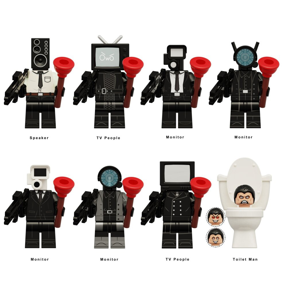 Toilet Skibidi Building Blocks Tv Monitor Cameradiy Minifigures Kids Toys Fit Lego 8pcs Set