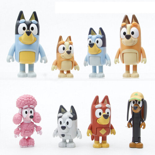 Bluey Family And Friends Figures Toys Playset Bluey Action Figurines Cake Toppers Family and Friends Set Gifts for Kids Boys Girls