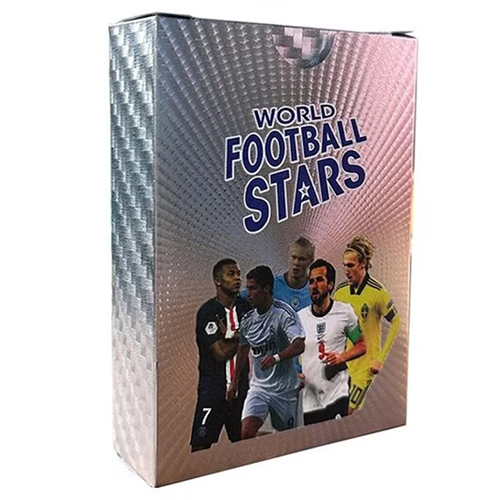 World Football Stars 55Pcs Silver Cards Trading Cards Games Plastic Material Football Player Toys Card Soccer Cards Childrens Fan Kids Gifts Packs