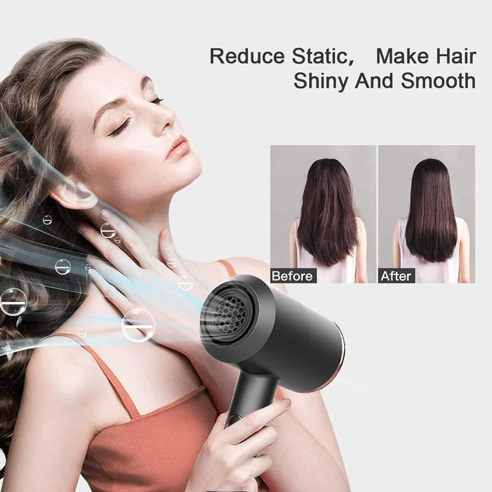 (Grey) Professional Super Sonic Hair Dryer 2000W Ion Blow Dryer High Speed 2000W Hair Dryer Set Household Hotel Salon Hammer Blow Dryer