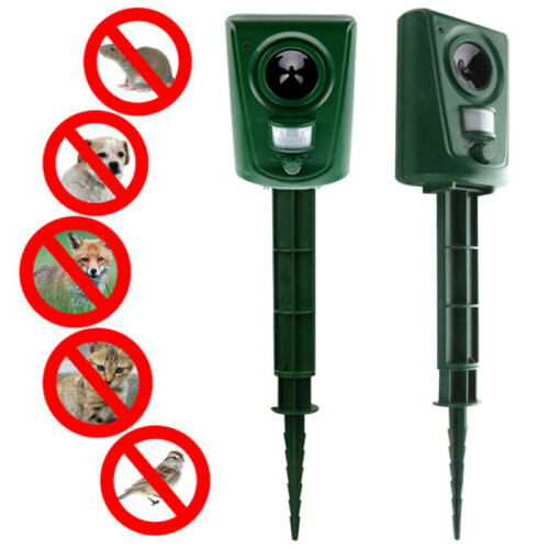 Ultrasonic Battery Cat Dog Repeller Fox Pest Scarer Deterrent PIR Sensor