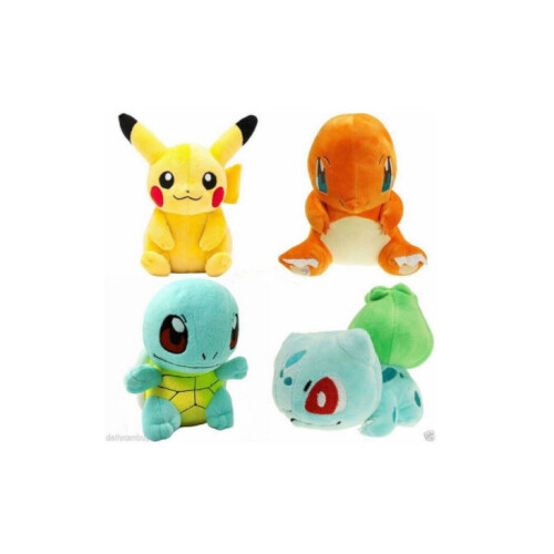 4Pcs Pokemon Pikachu Squirtle Plush Toy Stuffed Doll