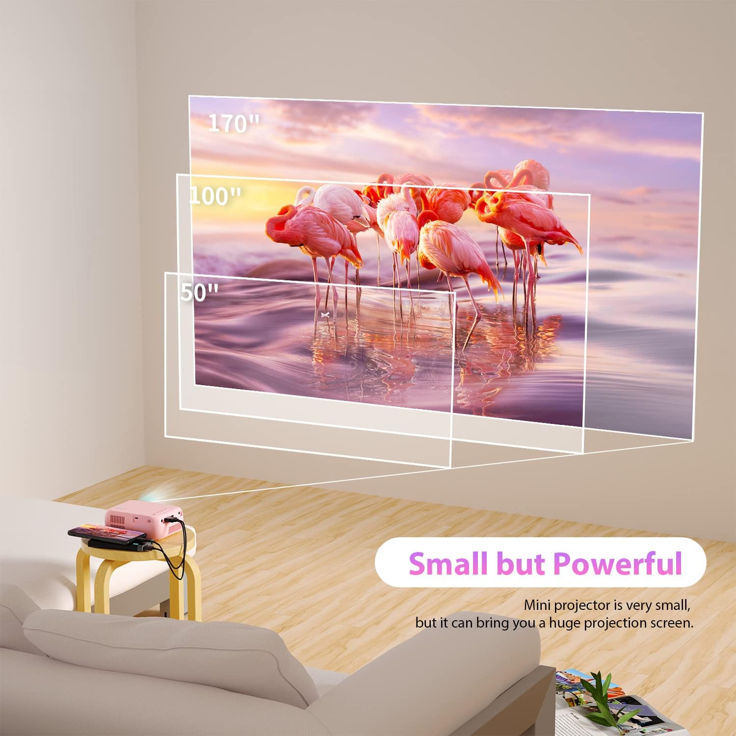 Portable Projector Outdoor Projector LED Aesthetic Video Mini Projector for Outdoor Portable Movies Compatible with HDMI USB Laptop TV Stick iOS and Android Phone