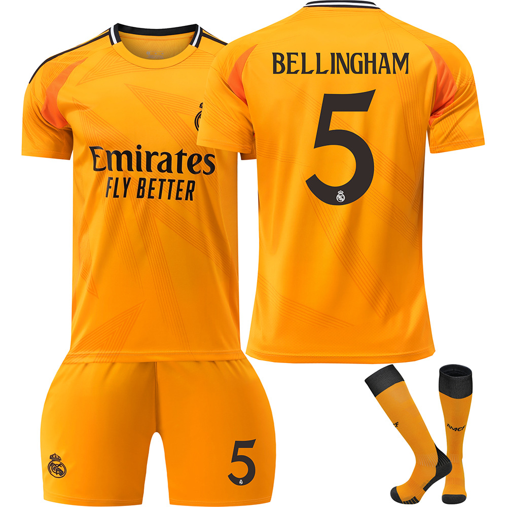 Real Madrid Away Football Training Shirt Kits NO.5 Bellingham Tracksuit Football Training Shirts Shorts and Socks