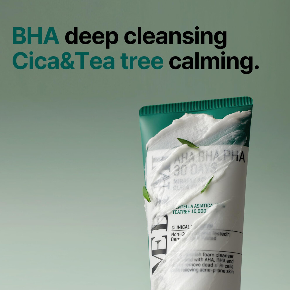 SOME BY MI AHA BHA PHA 30 Days Miracle Acne Clear Foam Cleanser 100ml  Exfoliating Cleanser with AHA BHA PHA Salicylic Acid Tea Tree Acne Face