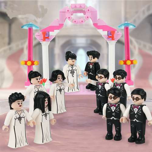10pcs Bricks Bride groom wedding Party Scene Figure Dress Ring Little Boy Girl Educational Building Blocks DIY Toys Xmas Gifts