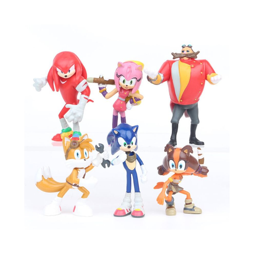(2) 6Pcs/Set Sonic Hedgehog Pvc Figures Toy Cake Decoration