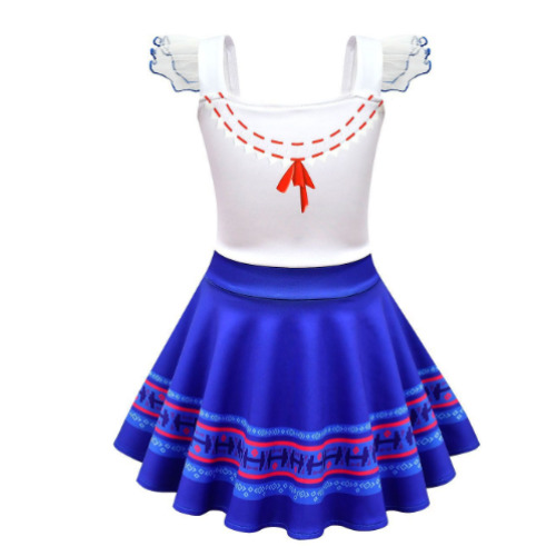 (7-8 Years) Encanto Luisa Cosplay Costume Kids Children Dress Outfits Halloween Suit
