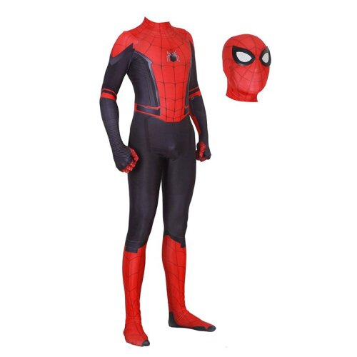 (Jumpsuit+HeadCover, M(Suggest Height 120-140 cm)) Peter Parker Adult Kids Spider Man Fa