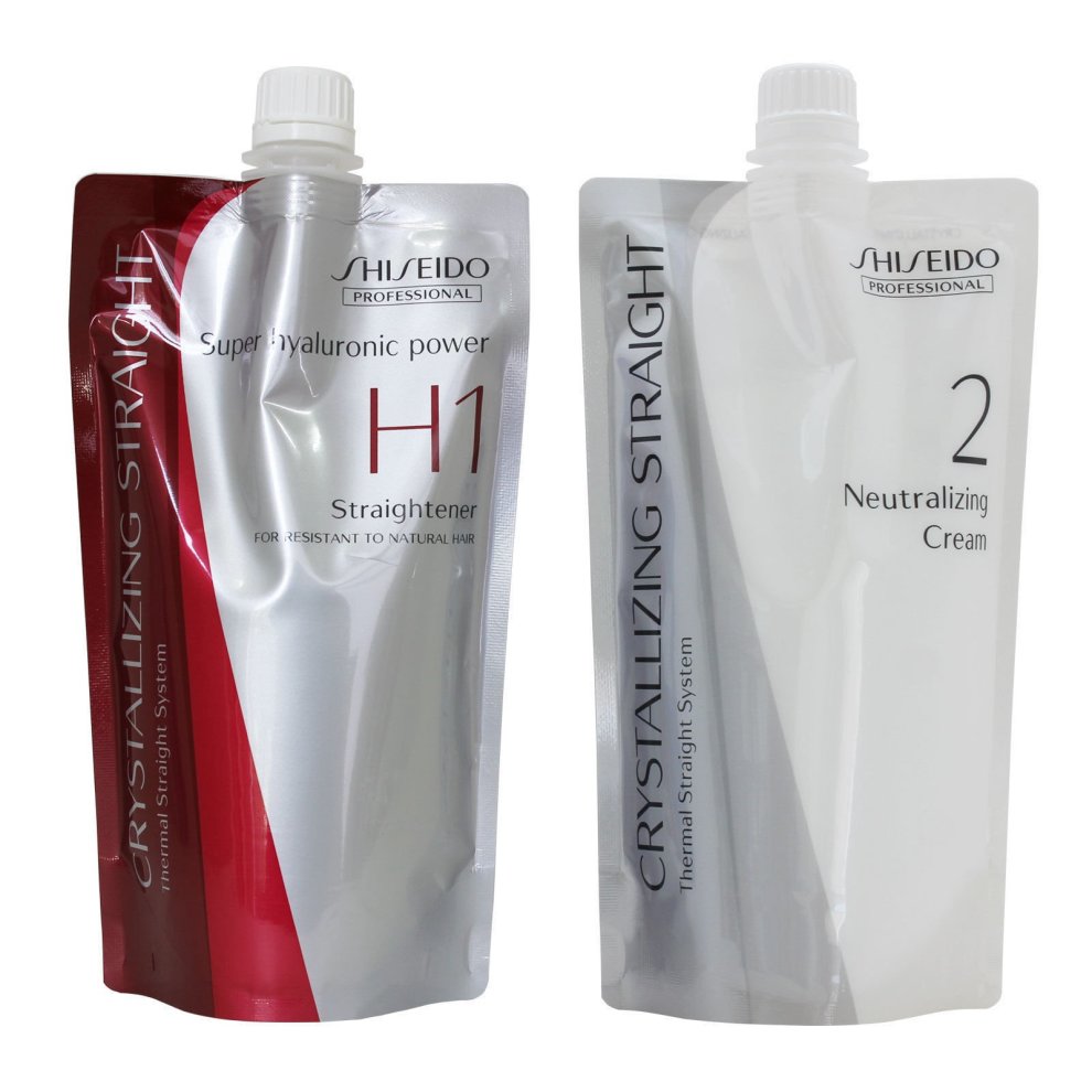 Hair Rebonding Shiseido Professional Crystallizing Hair Straightener (H1) + Neutralizing H2 For Coarse or Resistant Hair 400g+400g