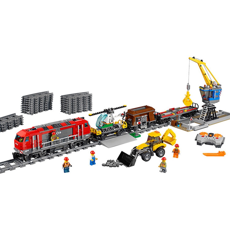 Building Block Heavy-Haul Train Brick city Toy for Children Girl boy 02009 Cargo Train Birthday Christmas gift